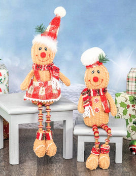 Set of 2- Red Plaid Button Leg Gingerbread
