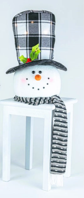 Snowman Tree Topper with Lights- White/Black