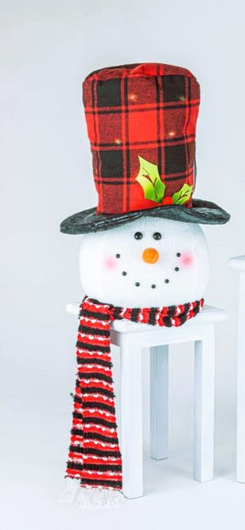 Snowman Tree Topper with Lights- Red/Black