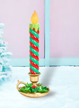 17.5" Green Stripe LED Candlestick