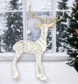 29" White/Gold Deer Standing