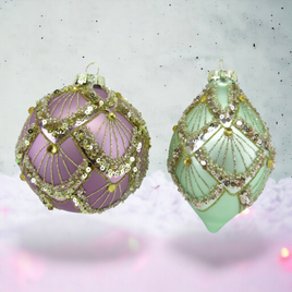 Purple & Green Gold Accent Ornaments