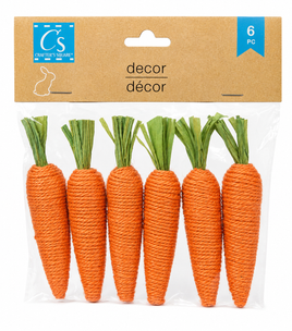 Crafter's Square Decorative Twine Carrots – 6 Piece Easter Décor Set