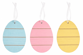 Pastel Wooden Easter Egg Ornaments – Set of 2