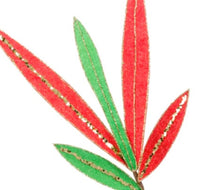 
              Gold Glitter Red/Green Velvet Leaves
            