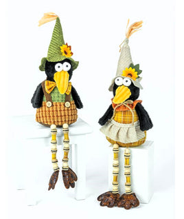 Fall Crow Button Leg Shelf Sitter- Set of 2
