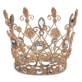 7.5" Jeweled Antique Crown with Gold Glitter