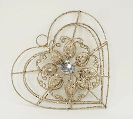 10" Glitter Heart With Rhinestone Accents