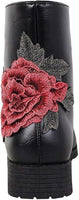 
              Womens 3D Flower Embroidery Lace Up Topic Winter Military Combat Boots
            