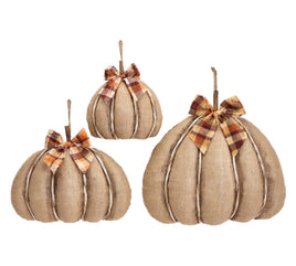 Wall Hanging Burlap Pumpkins- Set of 3