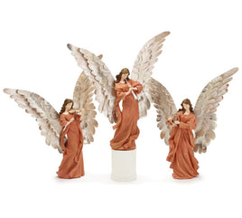 Set of 3- Large Terracotta Resin Angel Assortment