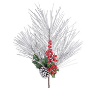 
              24" WHITE FLOCKED PINE WITH RED BERRIES
            