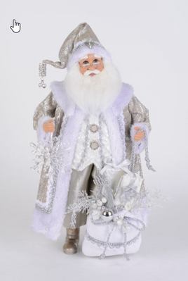 Lighted White Christmas Santa