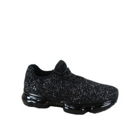 
              Women Black Glitter Stretch Elastic Mesh Lace Up Rubber Air Bubble Cushion Sneakers
            