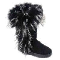 
              Bamboo Women's Black/White Winter Fur Cuffy Boots
            