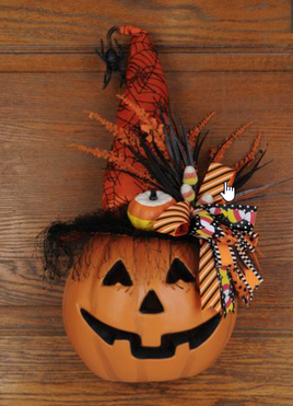 Lighted Candy Corn Pumpkin W/D Hanger