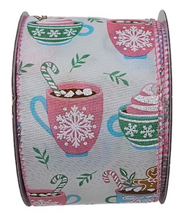 Gingerbread and Hot Cocoa Christmas Ribbon- 2.5"X30FT