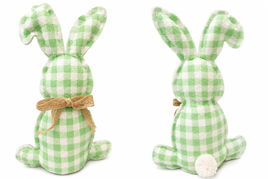 Sitting Green & White Checkered Easter Bunny