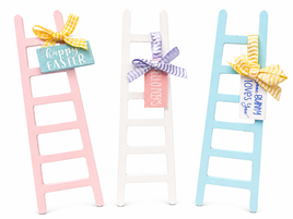 Decorative Wooden Easter Ladder Shelf Sitters - Set of 3