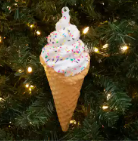 Plastic Ice Cream Cone Ornaments - Set of 3