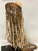 
              Brown Snake Fringed Cowboy Boots by L&B
            