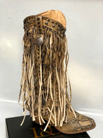 
              Brown Snake Fringed Cowboy Boots by L&B
            