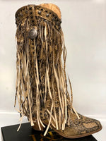 
              Brown Snake Fringed Cowboy Boots by L&B
            