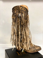 
              Brown Snake Fringed Cowboy Boots by L&B
            