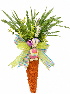Decorative Easter Foam Carrot with Bunny &amp; Floral Pick