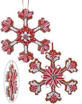 8.5" Claydough Candy Snowflake Ornament- Set of 2