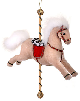 13" VELVET CAROUSEL HORSE ORNAMENT