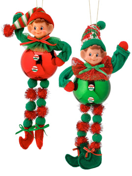 11" ELF BALL ORNAMENT-SET OF 2