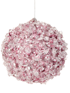 5" ICE W/CRYSTAL ENCRUSTED BALL ORNAMENT