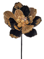 
              24"BLK/GOLD ICED W/JEWEL ENCRUSTED MAGNOLIA STEM
            