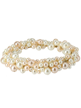 5" PEARL IVORY BEADED CANDLE RING