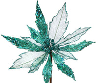 
              24"BEADED METALLIC CRYSTAL TEAL POINSETTIA STEM
            