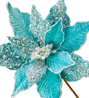 
              22" VELVET W/PEARL AQUA POINSETTIA
            