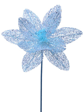 22" BLUE GLITTER NET POINSETTIA