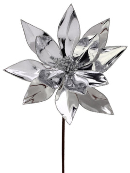 22" MIRROR METALLIC POINSETTIA STEM