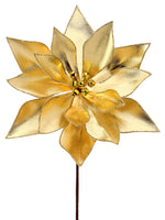 
              24" RETRO GOLD POINSETTIA STEM W/JINGLE BELLS
            