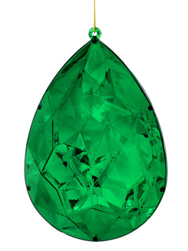 6" GREEN ACRYLIC JEWEL DROP ORNAMENT