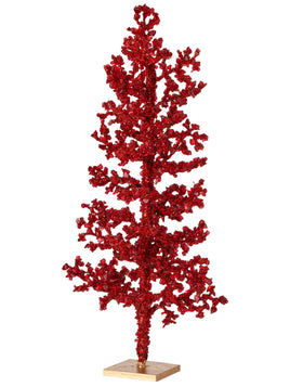 24" RED METALLIC CRUSHED ICE TREE W/STAND