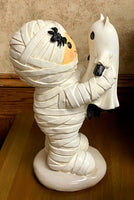 
              Halloween Mummy Holding Ghost Cat Figurine
            