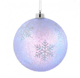 5.5" Clear Iridescent Glitter Ball Ornaments- Set of 2