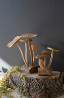 
              Set of 2 Carved Teak Wood Mushroom Clusters
            