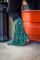 
              Turquoise Fringed Leopard Cowboy Boots by L&B
            