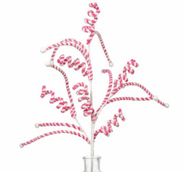 32" Peppermint Curly Chenille Spray: Pink & White