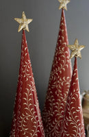 
              Set Of 3- Red & White Christmas Topiaries W Gold Stars
            