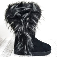 
              Bamboo Women's Black/White Winter Fur Cuffy Boots
            