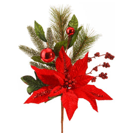 18" Poinsettia Pick (Sold in Sets of 6)